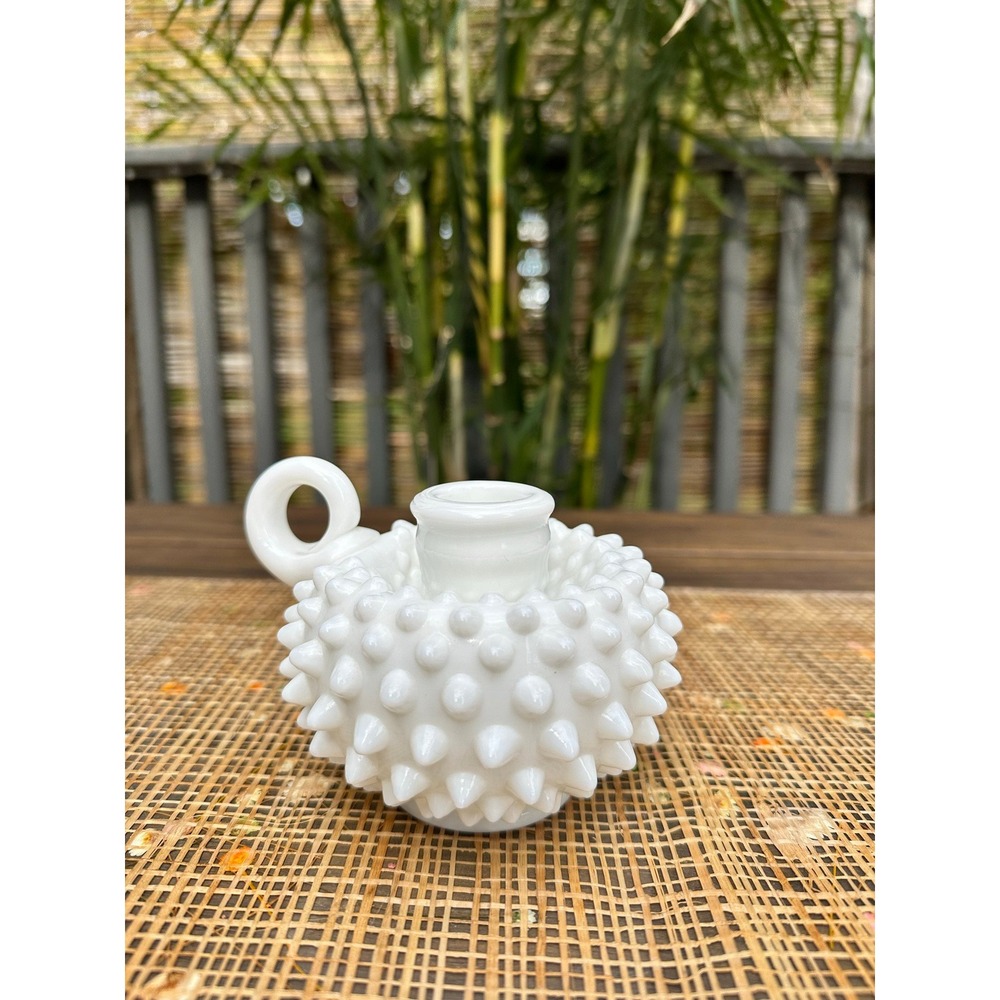 Fenton Vintage White Hobnail Pattern Milk Glass Taper Candle Stick Holder